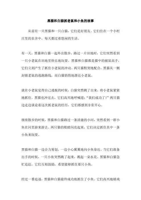 黑猫和白猫抓老鼠和小鱼的故事