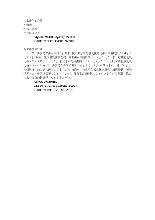 卤水净化应用范围
