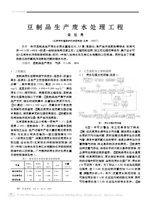豆制品生产废水处理工程
