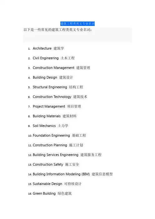 建筑工程类英文专业名词