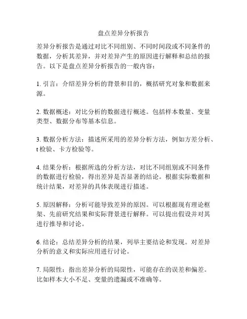 盘点差异分析报告