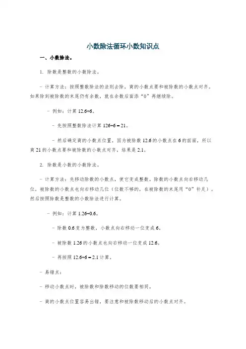 小数除法循环小数知识点