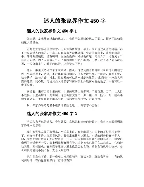 迷人的张家界作文450字