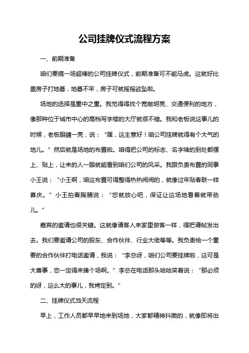 公司挂牌仪式流程方案