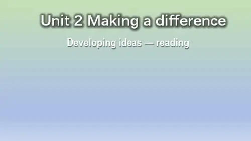 2019外研版高中英语必修三Unit2 Developing ideas 