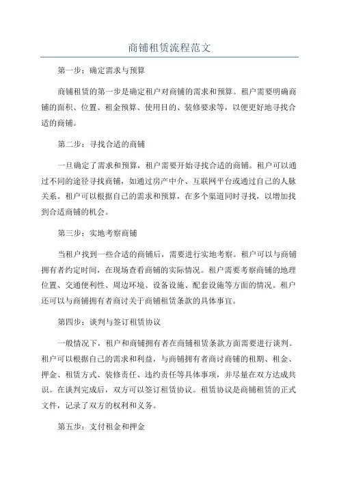 商铺租赁流程范文