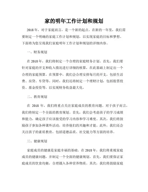 家的明年工作计划和规划