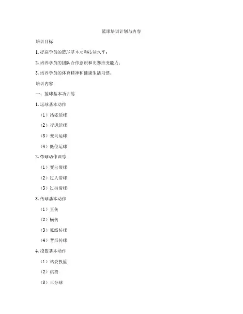 篮球培训计划与内容