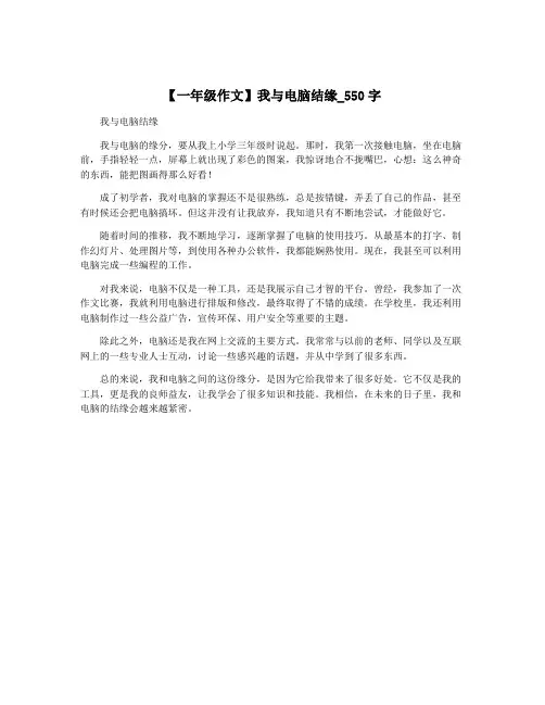 【一年级作文】我与电脑结缘_550字