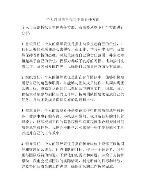 个人自我剖析报告主体责任方面