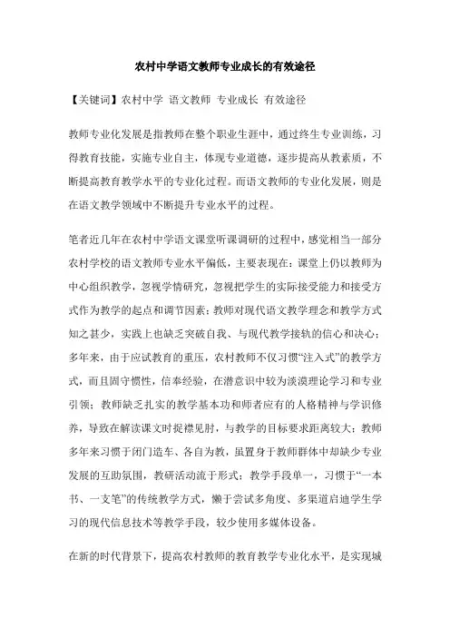 农村中学语文教师专业成长的有效途径