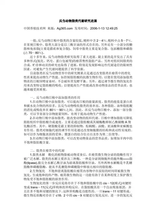 反刍动物脂类代谢研究进展