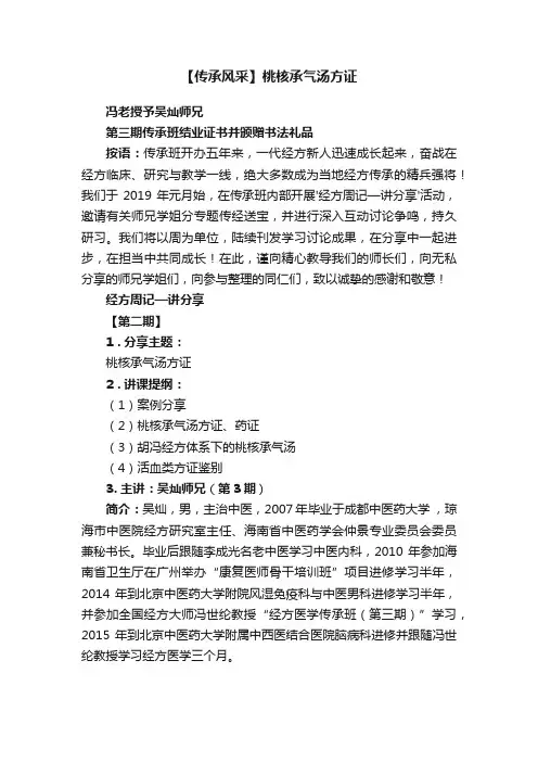 【传承风采】桃核承气汤方证