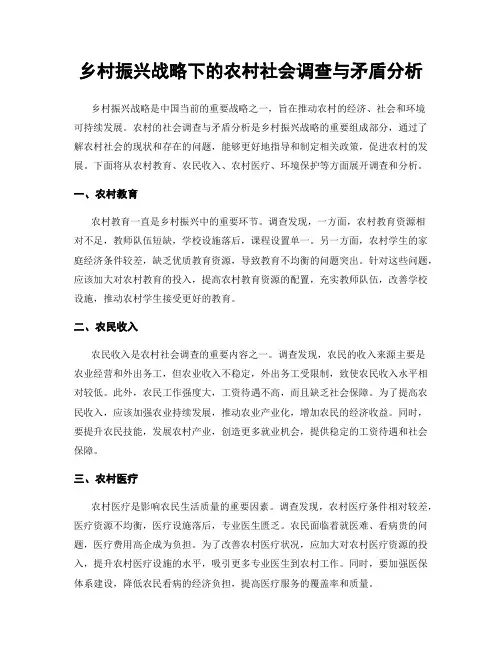 乡村振兴战略下的农村社会调查与矛盾分析