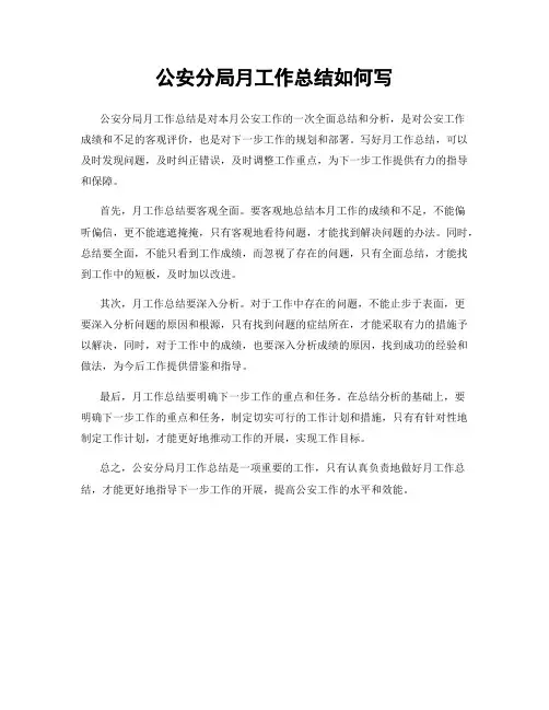 公安分局月工作总结如何写
