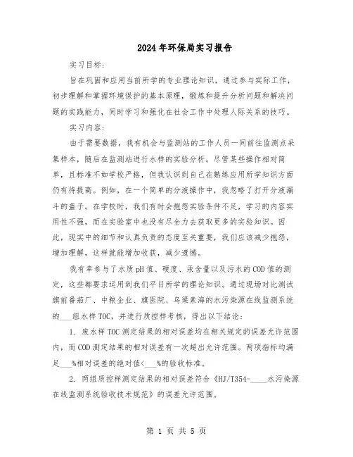 2024年环保局实习报告（二篇）