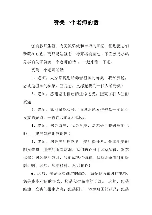赞美一个老师的话