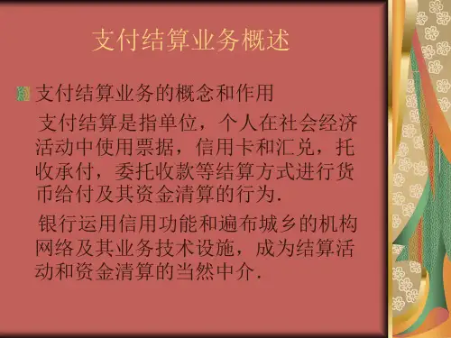 支付结算业务的概述