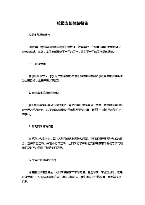 校团支部总结报告