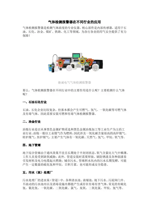 气体检测报警器在不同行业的应用