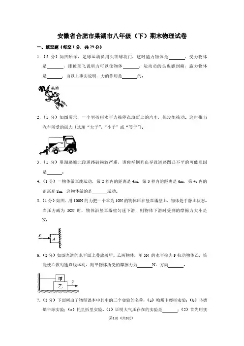安徽省合肥市巢湖市八年级(下)期末物理试卷