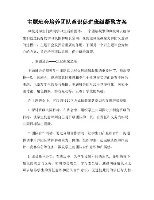 主题班会培养团队意识促进班级凝聚方案