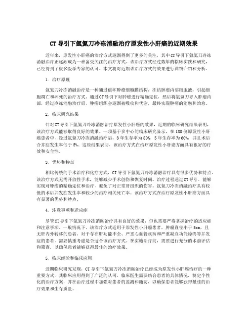 CT导引下氩氦刀冷冻消融治疗原发性小肝癌的近期效果