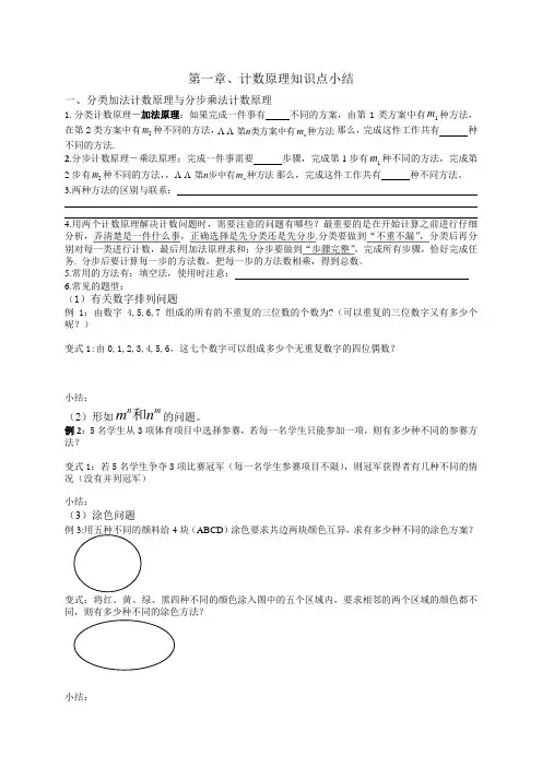 (完整版)计数原理知识点、题型小结doc