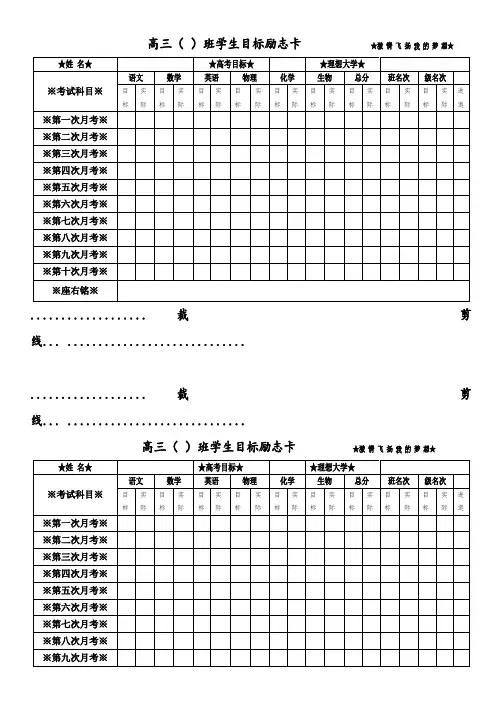 高三理科班励志卡
