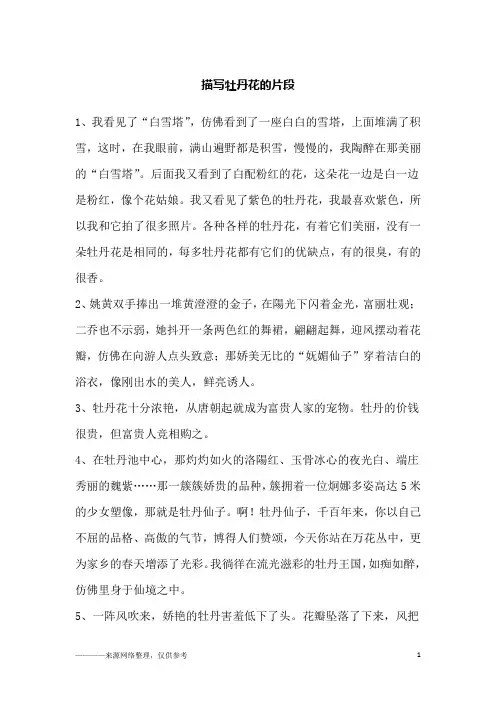 描写牡丹花的片段