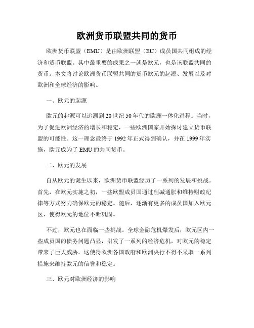 欧洲货币联盟共同的货币