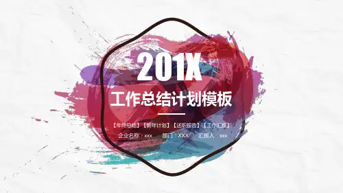 个性创意水彩墨迹背景的工作总结PPT模板2套