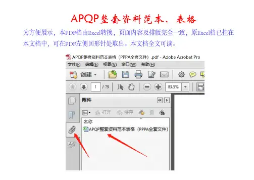 APQP整套资料范本表格(PPPA全套可编辑文件)