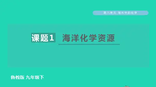 九年级化学下册第8单元海水中的化学：海洋化学资源习题pptx课件鲁教版