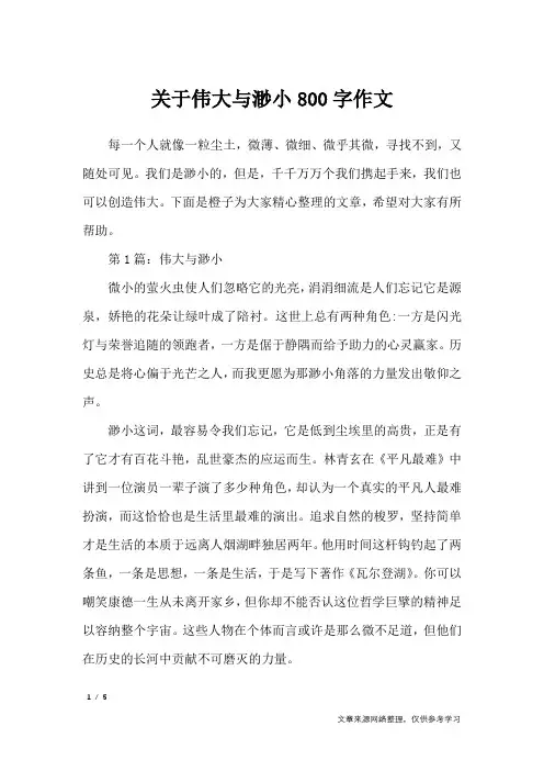 关于伟大与渺小800字作文_高中作文