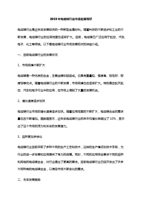2023年电熔镁行业市场发展现状