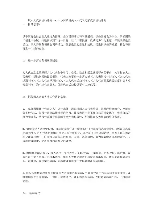 镇人大代表活动计划(精选5篇)