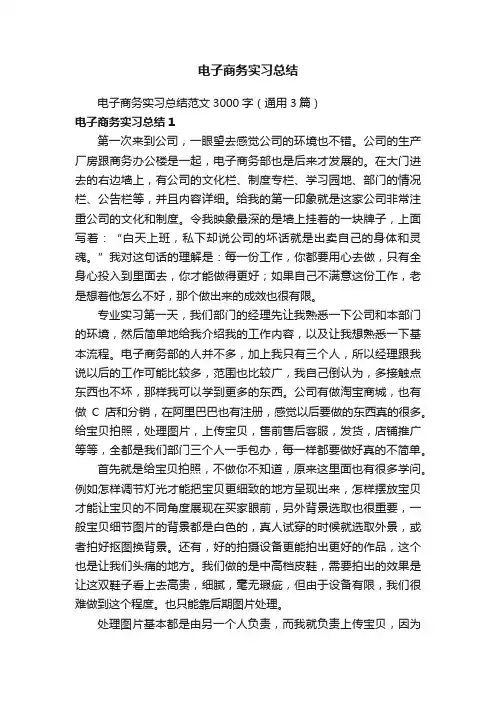 电子商务实习总结范文3000字（通用3篇）