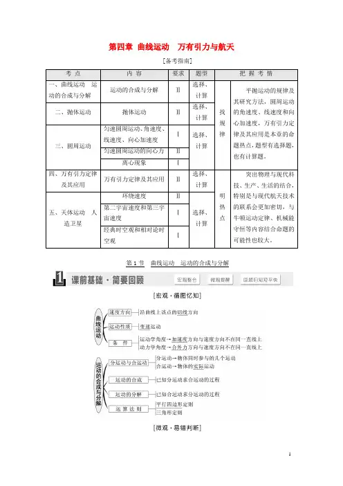 高三物理一轮复习 第四章 曲线运动 万有引力与航天