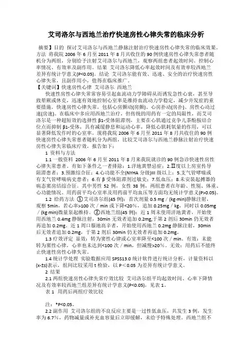 艾司洛尔与西地兰治疗快速房性心律失常的临床分析