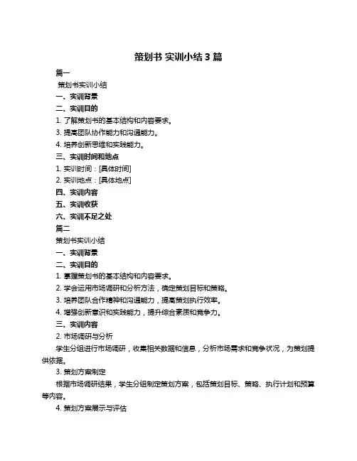 策划书 实训小结3篇