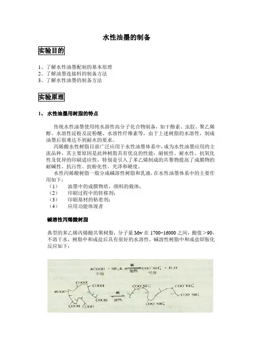 水性油墨的制备