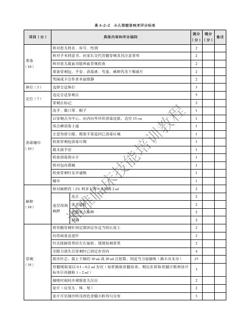 08小儿骨穿评分表