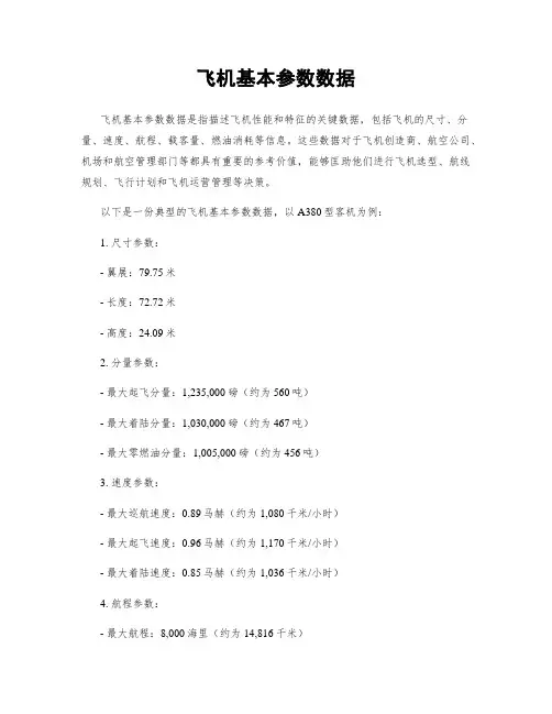飞机基本参数数据