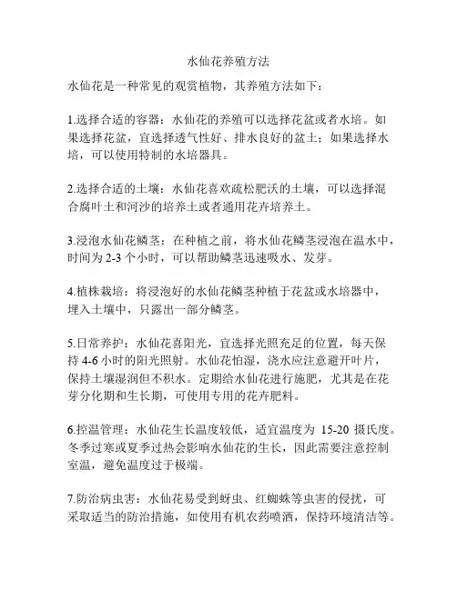 水仙花养殖方法
