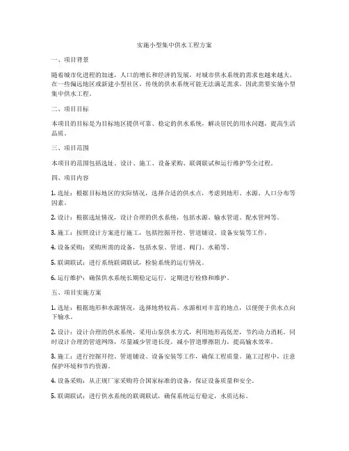 实施小型集中供水工程方案