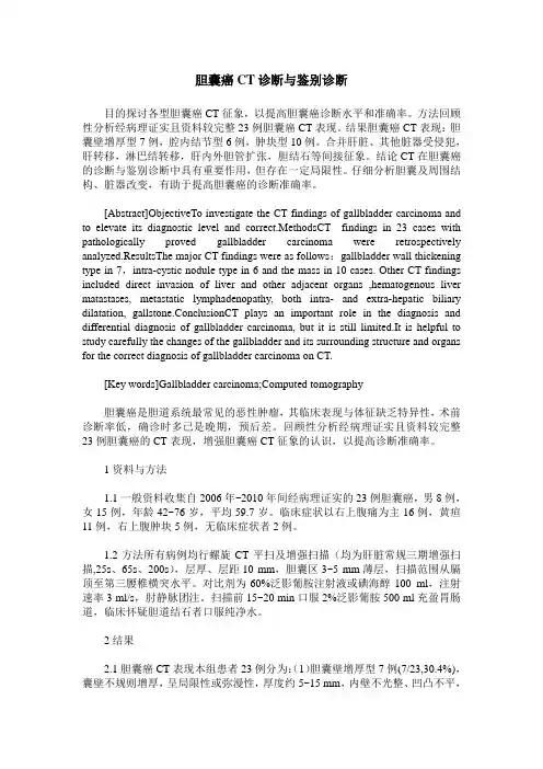 胆囊癌CT诊断与鉴别诊断