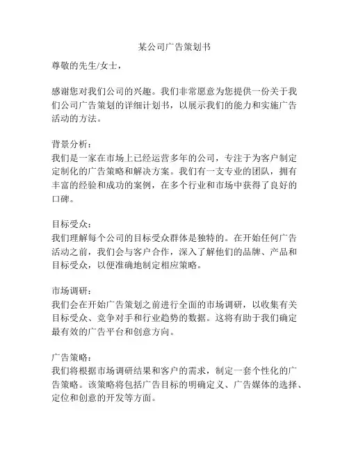 某公司广告策划书