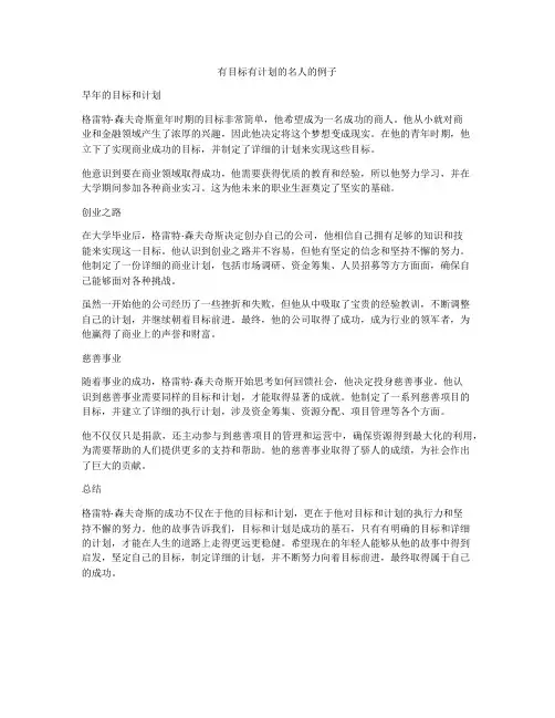 有目标有计划的名人的例子