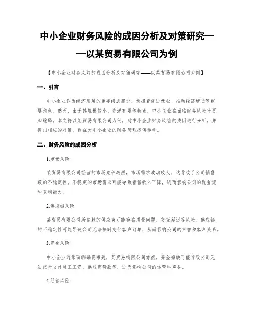 中小企业财务风险的成因分析及对策研究——以某贸易有限公司为例